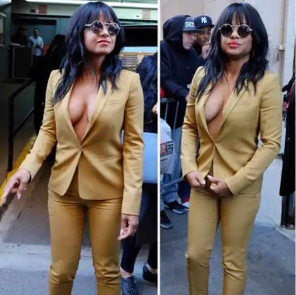 Photos: Christina Milan Steps Out Braless In A Suit